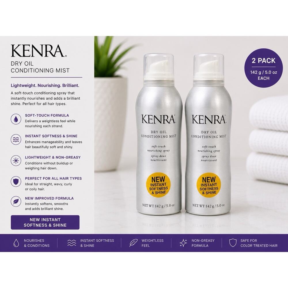 Kenra Dry Oil Conditioning Mist 5 Oz Duo Pack Softness Shine Hair Spray